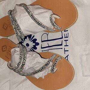 Hebe Athens handmade Rhinestone Sandals SZ 39
